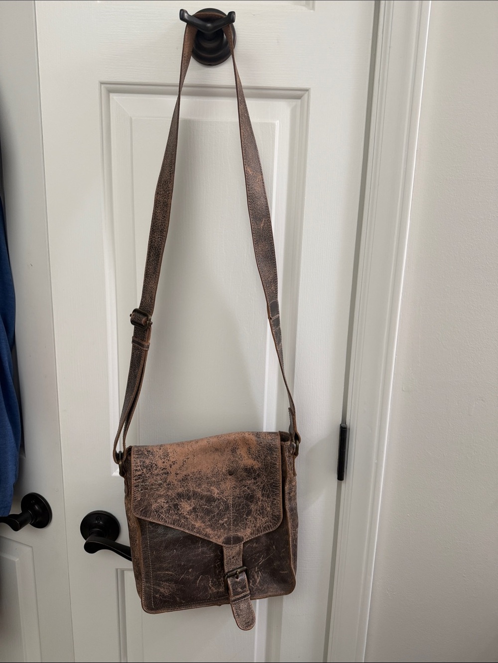 Bed Stu Distressed Brown Leather Messenger Bag